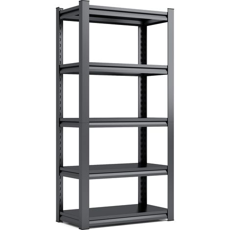 Schwerlastregal aus Metall, 5 Böden, schwarz, 183 x 90 x 40 cm, 650 kg, verstellbar (1/5)