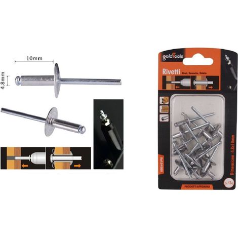 Trade Shop - SET 13 STÜCK NIETEN NIET 4,8 X 10 MM DIY ZUBEHÖR HARDWARE 94980 - (1/2)
