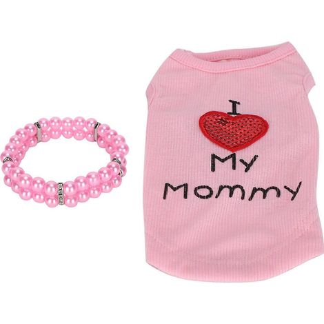 Vêtements mignons pour animaux de compagnie : T-shirt chiot en coton doux et respirant, gilet/sweat-shirt avec collier, rose, taille S. (1/2)