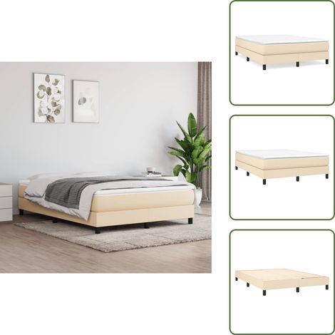 Cama con madera contrachapada - vidaXL Cama box spring con colchón tela color crema 140x190 cm - Cama de espuma