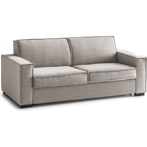 Talamo Italia Schlafsofa Abigail, Großes 2-Sitzer-Sofa, 100% Made in Italy, Wohnzimmersofa mit drehbarer Öffnung, aus gepolstertem Stoff, mit Standard-Armlehnen, Cm 200x95h90, Turteltaube