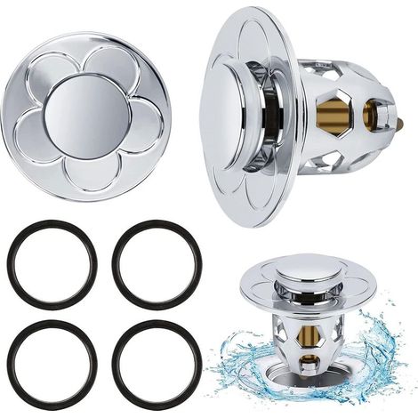 2 Pièces Bonde de Lavabo Universel Pop Up,Bonde de Lavabo Pop-Up avec Filtre Anti-Clogging,Flitre de Vidange Anti-Bloqué,Bouchon Baignoire pour Lavabo Cuisine (1/5)