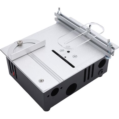 Mini scie circulaire sur table 96W atelier bois métal 7 vitesses réglable inclinaison 4 lames coupe 15mm pour bois plastique acrylique 110-240V prise UE (1/5)