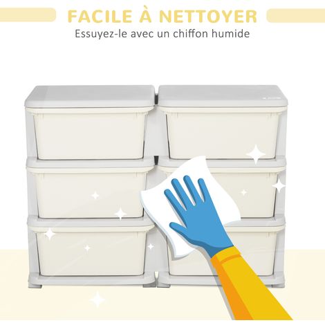 Rangement enfant, Conçu pour simplifier la vie, ce meuble de rangement pour, dim. 75L x 37l x 56.5H cm, crème pp (1/5)