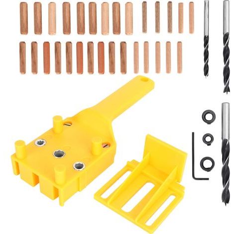 Ensemble de guide de gabarit de goujon pour le travail du bois à la main, ensemble de gabarit de goujon de travail du bois à la main, résistant à l'usure pour goujonner un trou de poche. (1/5)