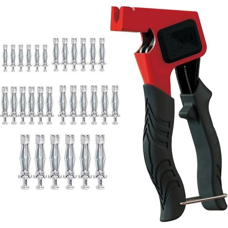 Kit d'outils de réglage pour chevilles murales, outil de réglage robuste en métal avec pince, et 30 vis pour chevilles pour cloisons creuses, pour la fixation de plaques de plâtre avec chevilles. (1/4)