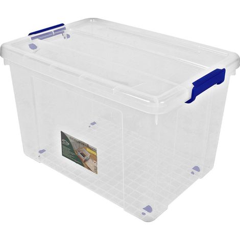 Cajas de Almacenaje Ordenación de plástico Transparentes con Tapa Azul Con y Sin Ruedas Ropa, Libro, Juguestes