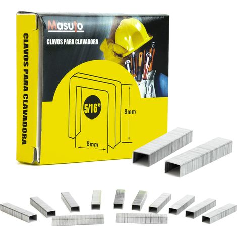 Agrafes de menuiserie et de rembourrage Masuto 5/16" (10 x 8 mm), 600 pièces, acier 10x8 (1/4)
