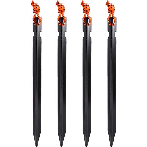 Lot de 4 piquets de tente en alliage d'aluminium 18 cm, clous de sol pour accessoires de camping, noir (1/3)