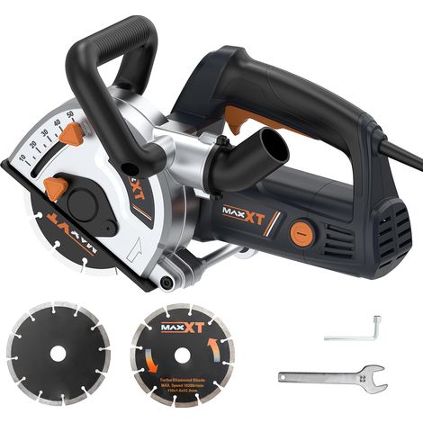 MAXXT 1700W Intagliatore per muri, 7000 giri/min Intagliatore per muri con aspiratore polvere, larghezza massima taglio scanalatura 42 mm, profondità canale 50 mm, 2 dischi taglio da 150 mm (1/5)