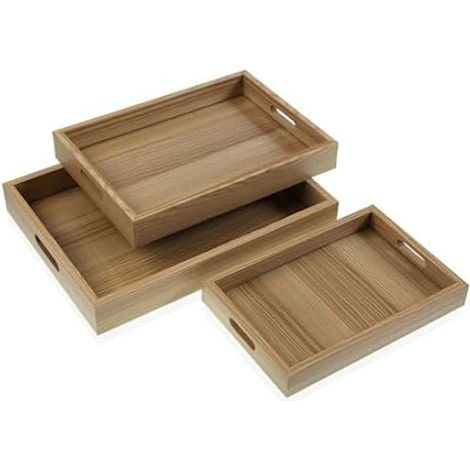 Lot de 3 plateaux en bois MDF, rectangulaires, multicolores, 41,5 x 31,5 x 7 cm, pour service et décoration intérieure