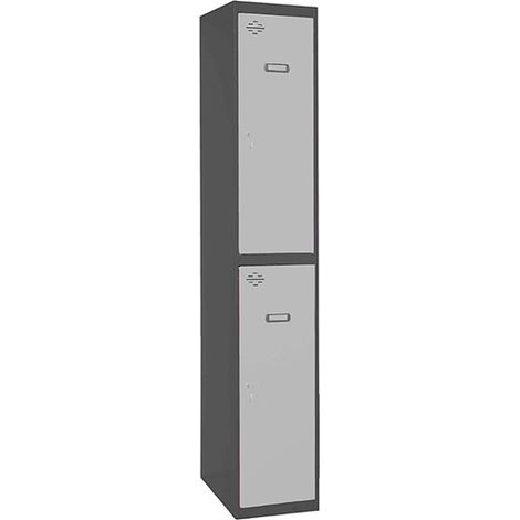 SimonRack Vestiaire Métallique 2 Porte, 1800x400x500 mm, Serrure à Clé et Aérations, Anthracite/Gris Simonlocker