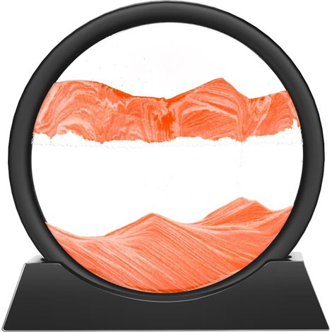 Tableau rotatif avec paysage de sable en 3D, décor fonds marins, fluide, sablier décoratif esthétique pour bureau, salon, pour adultes et enfants (Orange, 7 pouces) (1/3)