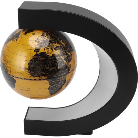 Magnetisch schwebender Globus, 15 cm (6 Zoll), drehbar, leuchtend, innovative Bürodekoration, C-Form, englische Version, 100–240 V, vergoldeter EU-Stecker (1/5)