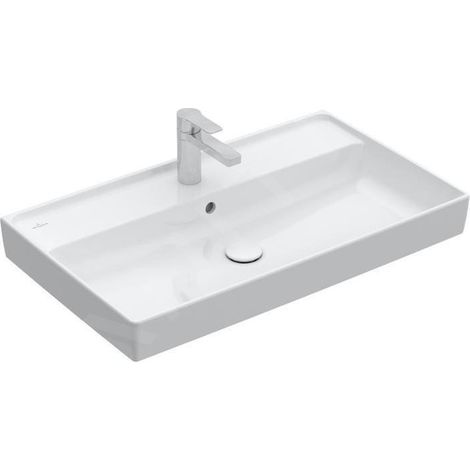 Villeroy & Boch Collaro - Meuble lavabo 800x470 mm, avec trop-plein, trou de robinetterie, CeramicPlus, blanc alpin 4A3380R1 (1/5)