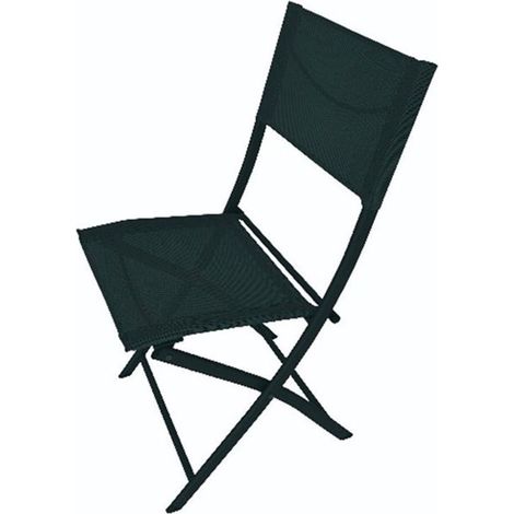 TrAdE Shop Traesio - Sedia Sharm In Ferro Textilene Polipropilene Nera 41x50x83.5 Cm Pieghevole 529006 - (1/2)