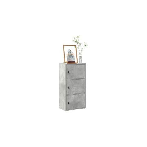 Bibliothèque gris béton 40x24x77 bois d'ingénierie (1/5)
