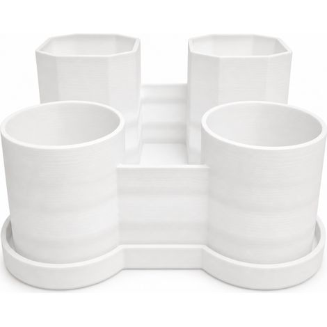 Vaso rettangolare modulare bianco con 5 scomparti per piante grasse