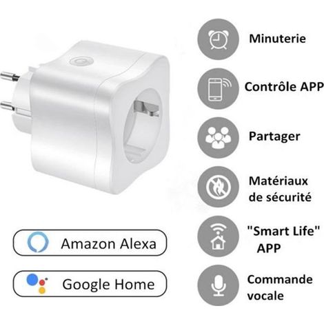 Prise intelligente WiFi TECHSTICK Prise Connectée télécommande Android iOS compatible avec Amazon Alexa / Google Home (1/4)