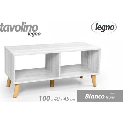 Niedriger weißer Couchtisch cm 100 x 40 x 45 h