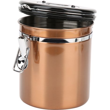1,5-Liter-Edelstahl-Vorratsdose mit Verschlussventil für Tee, Kaffeebohnen, Gold (1/5)