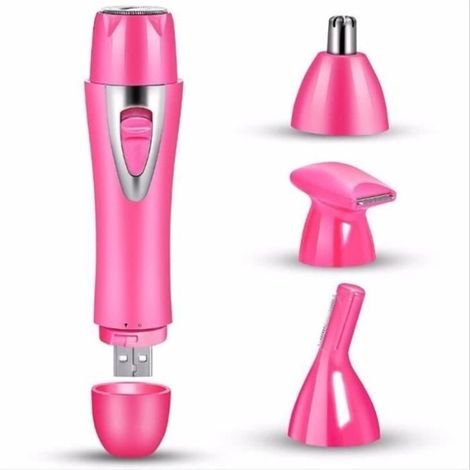 Épilateur électrique portable 4 en 1 rechargeable par USB pour femmes, mini rasoir pour le visage et les sourcils - Rose-AquaForge