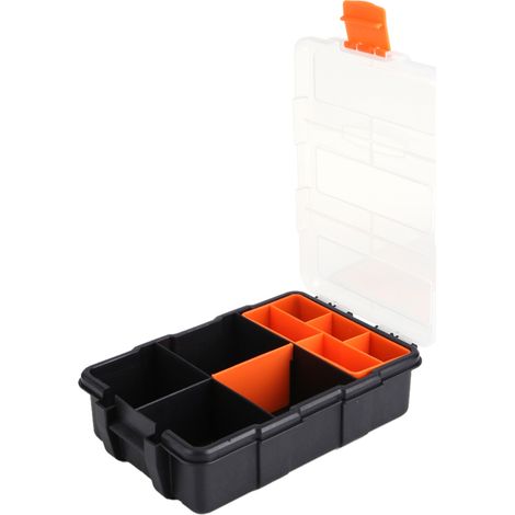 1 boîte de rangement en plastique robuste à deux couches pour composants, boîte à outils pour petites pièces (220 x 135 x 58 mm) (1/4)
