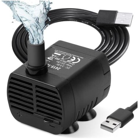 Pompe Eau Submersible, Aquarium Pump Ajustable 200L/H 3W Ultra-Silencieux Pompe Catit USB pour Étang Fish Tank Fontaine Réservoir de Poissons Cordon de 1.4m (1/4)
