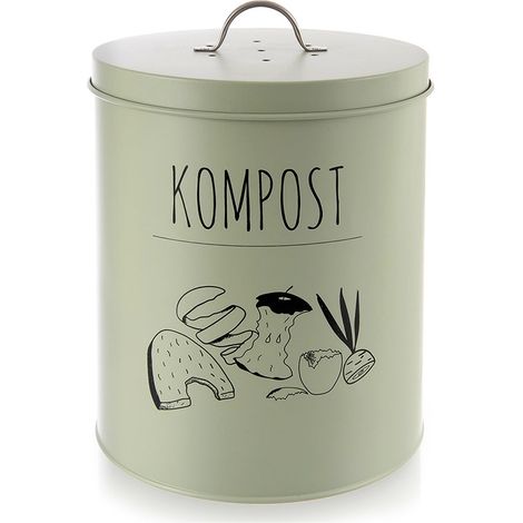 Kuchenkomposter aus metall mit kohlefilter 8 l grun