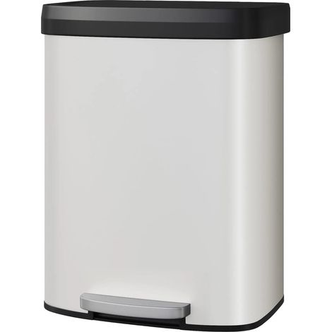 Müllbehälter, 60 Liter Kapazität, Edelstahlkonstruktion, Weiß (1/2)