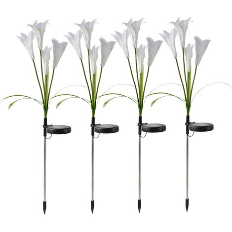 Set mit 4 solarbetriebenen, lilienförmigen Lichtern zur Platzierung in einem dekorativen Korb. Wasserdichte RGB-LED-Gartenbeleuchtung, ideal für Wege, Rasenflächen und Gärten. Sicherheitsbeleuchtung f (1/5)