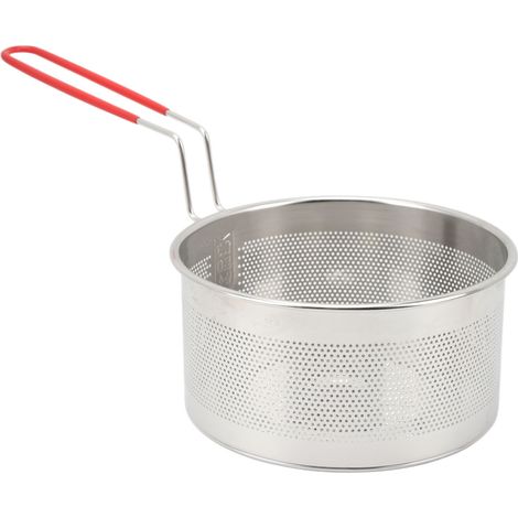 Runder Frittierkorb aus Edelstahl 304 mit Griff, ideal für Pommes frites, Zwiebelringe, Hähnchen und Pasta. Mittlere Größe: 18 cm. (1/4)