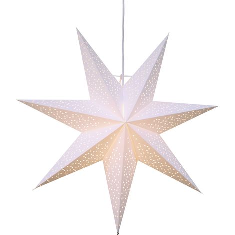 Star Trading Poinsettia Dot de Star Trading, étoile en papier 3D de Noël en blanc, étoile décorative à suspendre avec câble, douille E14, Ø : 54 cm