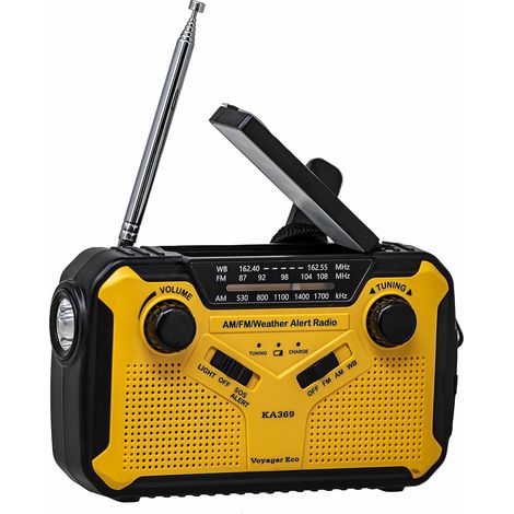 Notfallradio ka369 AM/FM NOAA Wetteralarm 5-Wege-Solar-Kurbelradioempfänger mit LED-Taschenlampe und USB-Handy-Ladegerät Gelb