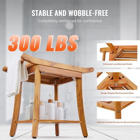 Banc de douche en teck - 560 x 365 x 470 mm tabouret de douche