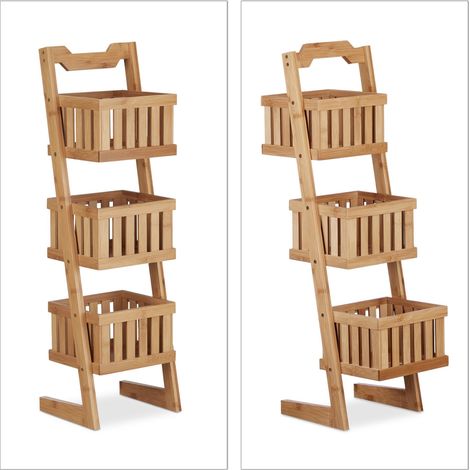 Pratico scaffale da bagno 3 cesti mobile portaoggetti decorativo 75 x 30 x 30 cm in bambù naturale 130003639