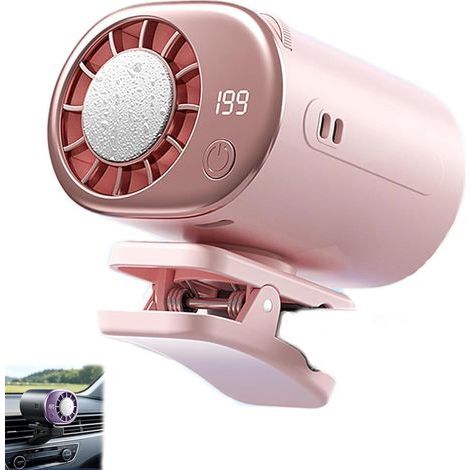 Aufsteckbare Auto-Klimaanlage, tragbarer Ventilator 2026 mit LED-Anzeige und Halbkühlung bis 16 °C, 360°-Drehung, 199 einstellbaren Geschwindigkeiten, USB-aufladbar für Auto, SUV, LKW (1/5)