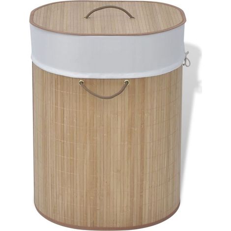 Panier à linge ovale en bambou naturel (1/5)