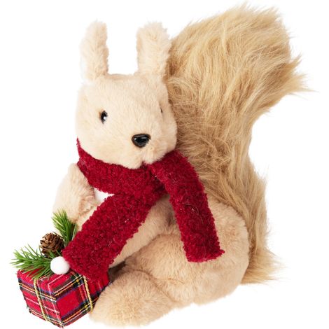 Figurine de Noël d'écureuil avec un cadeau, 20 cm