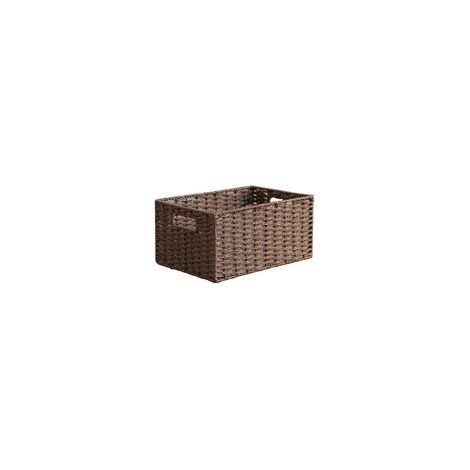 Panier de rangement tressé style nordique minimaliste avec poignée intégrée, en corde de papier marron (1/5)