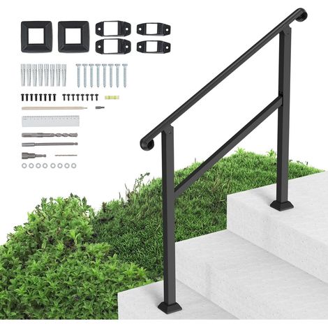 Rambardes pour escaliers extérieurs, kit de rampe pour escalier de 2 à 3 marches et rampe d'intérieur, rampes pour escaliers extérieurs avec kit d'installation, rampes pour personnes âgées, rampe de p (1/5)