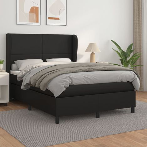 Lit Adulte moderne, Lit à sommier tapissier avec matelas Noir 140x190 cm Similicuir GSW86579