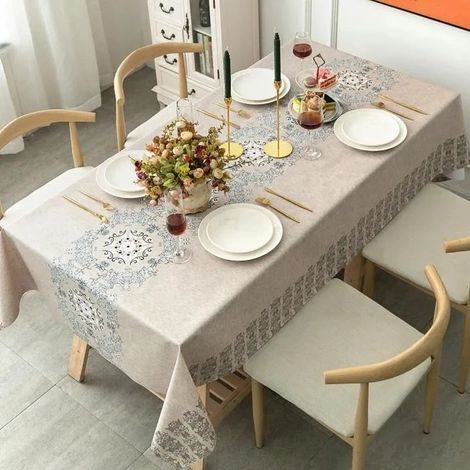 Nappe Rectangulaire - Imperméable - PVC - 135x200 cm - Beige - Lavable (1/4)
