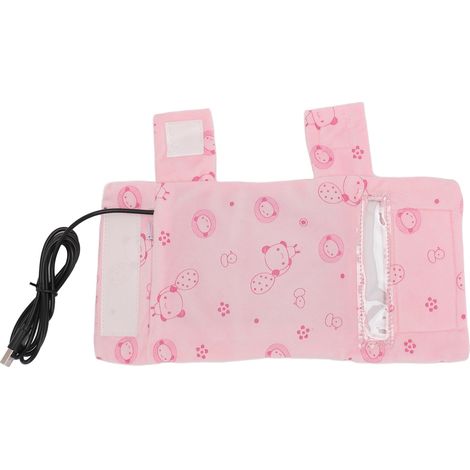 Chauffe-biberon à isolation thermique, température constante, chauffage USB, universel et portable, housse pour biberon pour la maison et les voyages, rose (1/5)