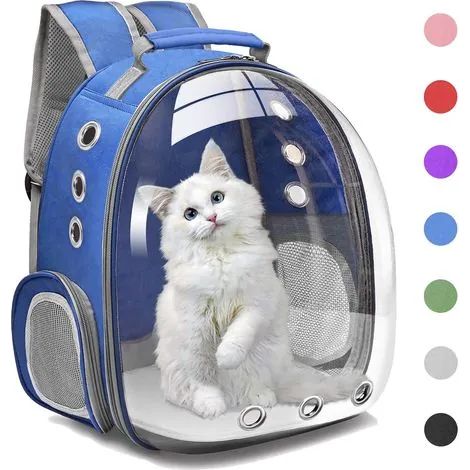 Groofoo – Sac à dos de transport pour petits chiens et chats – Homologué pour le transport aérien – Maille respirante – Design ergonomique – Bleu marine (1/3)