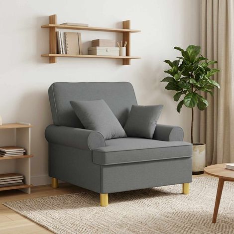 vidaXL Fauteuil XL avec coussins Gris foncé Tissu (1/5)