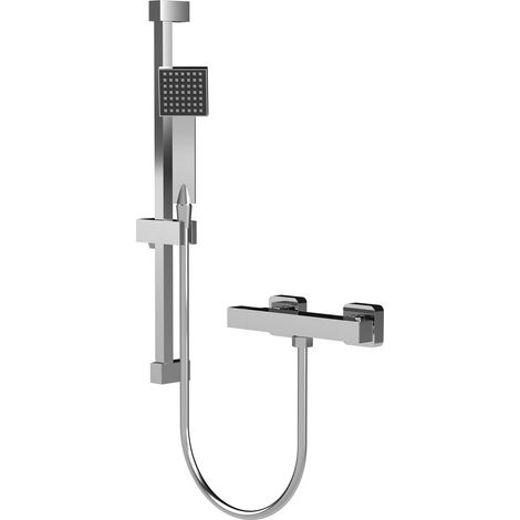 Square Bar Valve and Slide Rail Shower Kit - Chrome - Balterley
