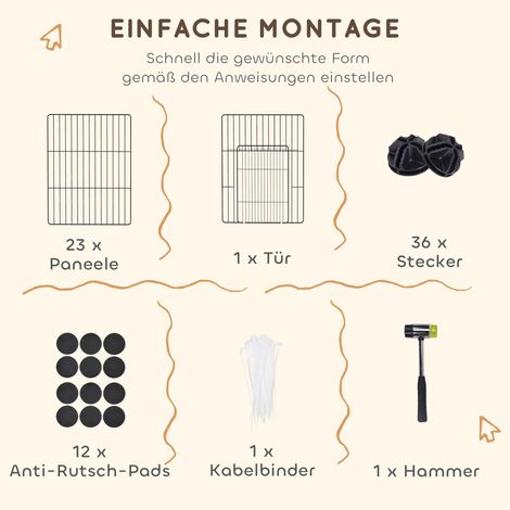Cage pour petits animaux, enclos extérieur, système modulaire, 0,72 m², acier, noir (1/5)