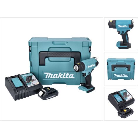 Makita DHG 180 RA1J pistola ad aria calda a batteria 18 V 550 °C + 1x batteria ricaricabile 2,0 Ah + caricabatterie + Makpac