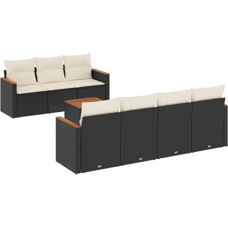vidaXL Set Divani da Giardino con Cuscini 8 pz Nero in Polyrattan (1/5)